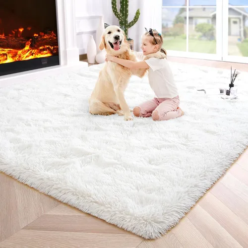 Miniatura 37 de Noahas - Alfombra suave y afelpada para habitación de niña y sala de estar, colorida, decoración para guardería, teñido anudado arcoíris, azul