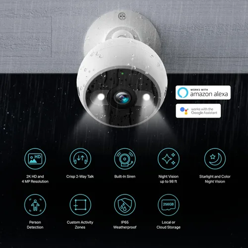 Miniatura 3 de Kasa Smart Cámara de seguridad Kasa 4MP 2K para exteriores con cable y D cámara de seguridad Pan/Tilt, sensor Starlight, 1080p HD Dog Camera 2.4GHz