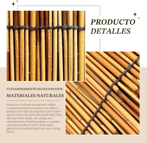 Miniatura 3 de Rollos de valla de caña natural: Valla de bambú para privacidad de 3/4/5/6 pies de alto, rollo de pantalla de caña, valla decorativa de bambú