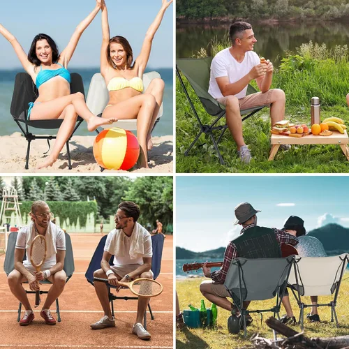 Miniatura 7 de Silla de camping portátil plegable, silla de senderismo ligera y compacta, silla de playa para adultos, azul