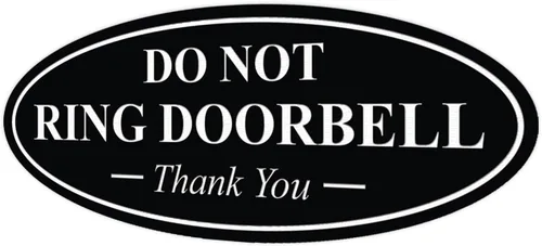Miniatura 61 de All Quality Cartel de agradecimiento ovalado con texto en inglés «Do not Ring DOORBELL», color negro, pequeño, 1 paquete