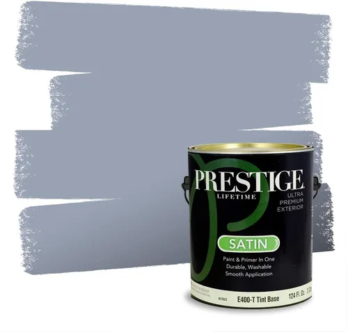 Miniatura 1026 de Pintura Exterior + imprimación PRESTIGE, todo-en-uno, 1 galón, acabado mate, color comparable al Valspar* Royal Gray* VS151-Gris real