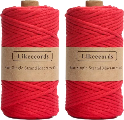 Miniatura 36 de Likeecords - Cuerda de macramé de 4 mm de un solo hilo, 80 m de cuerda de macramé colorida, cuerda de algodón para macramé, cuerda de algodón