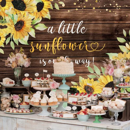 Miniatura 4 de Telón de fondo de fotografía de madera de girasol, baby shower, fiesta de cumpleaños, fondo rústico, sesión de fotos, niños, recién nacidos