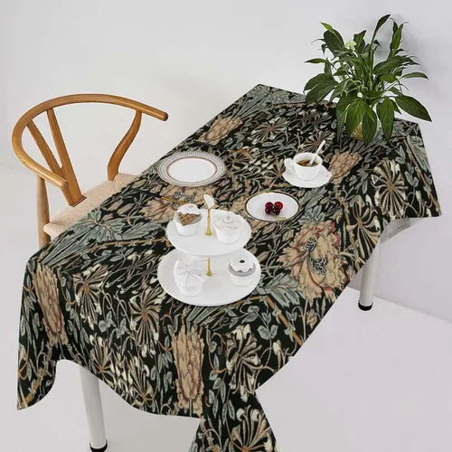Miniatura 22 de Mantel de Mesa William Morris, Diseño Original William Morris Rústico de Granja Familiar con Estampado Étnico Mínimo para Decoración de Fiesta