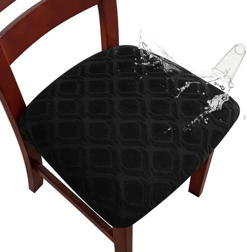 Miniatura 17 de Genina Fundas de asiento impermeables para sillas de comedor, fundas de asiento elásticas para sillas de comedor, extraíbles y lavables, fundas