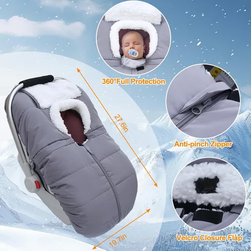 Miniatura 4 de Fairy Baby Funda de asiento de automóvil de invierno para asiento de bebé, impermeable, cálida, funda de asiento de automóvil para bebé, funda