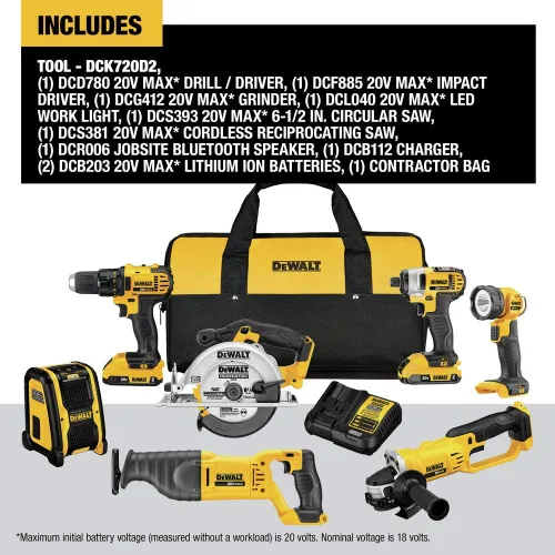 Miniatura 2 de DEWALT Kit combinado 20V MAX, compacto de 7 herramientas (DCK720D2)