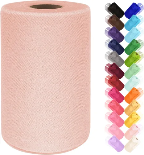 Miniatura 31 de Rollo de tela de tul de 6 pulgadas por 100 yardas (300 pies) cinta de tul malla transparente para bricolaje, falda tutú, envoltura de regalos, boda