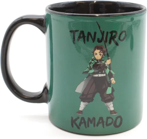 Miniatura 2 de Culturefly Demon Slayer Tanjiro - Juego de regalo de 3 piezas (incluye 1 par de calcetines, 1 llavero y 1 taza), Verde