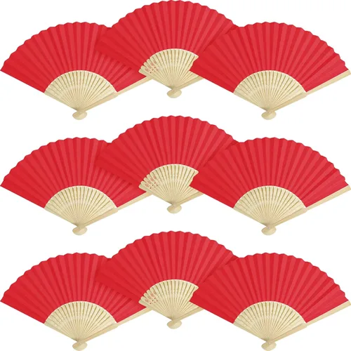 Miniatura 8 de 50 paquetes de abanicos de papel blanco ventilador de mano de bambú plegable ventilador de mano ventilador de papel plegable ventilador de papel