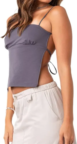 Camiseta de tirantes delgados Y2k para mujer, sexy, sin espalda, con cordones, chaleco de verano para salir, E-Girl Streetwear