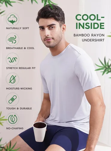 Miniatura 2 de DAVID ARCHY Camisetas suaves y cómodas de rayón de bambú para hombre, camisetas de manga corta, paquete de 3