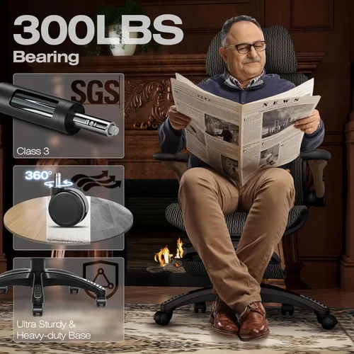 Miniatura 8 de ELABEST X100 Silla ergonómica de oficina con reposapiés, silla grande y alta para escritorio en el hogar con brazos plegables 5D, soporte lumbar