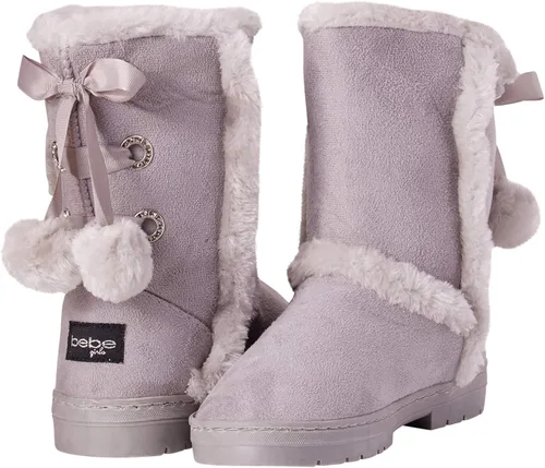 Miniatura 5 de bebe Girls Fur Trim Winter Boots with Back Lace Pom-Poms (ToddlerLittle GirlBig Girl)