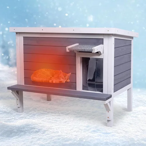 Miniatura 10 de GEGURI - Casa de gatos al aire libre, refugio resistente a la intemperie para gatos ferales para el invierno