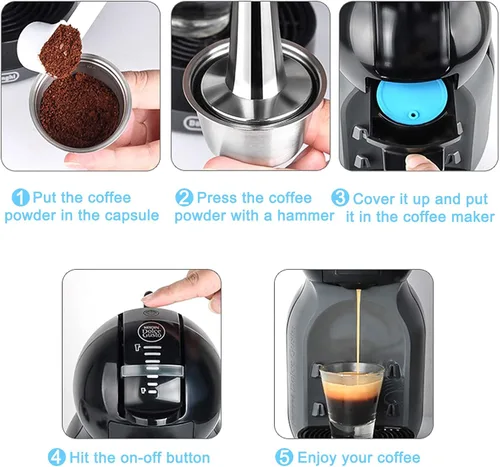 Miniatura 4 de Taza de filtro de cápsula de café de acero inoxidable recargable - Cápsula de café reutilizable para Dolce Gusto