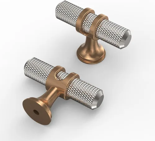 Miniatura 25 de Asidrama - Paquete de 10 manijas para gabinete de cocina de 3 pulgadas (76mm) de color negro mate y bronce champán, tiradores para gabinete