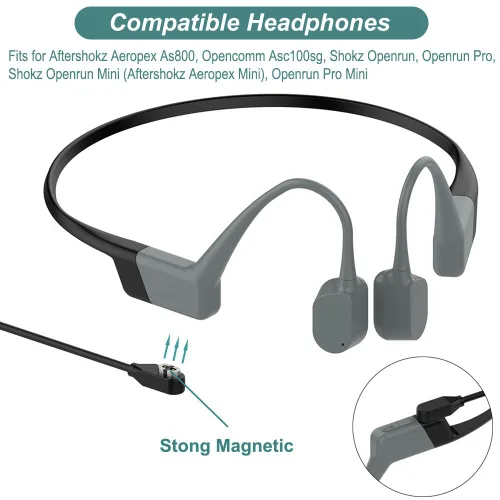 Miniatura 2 de Kissmart Cable de carga para auriculares Shokz - Cargador magnético para auriculares Shokz OpenRun Pro, OpenRun Mini, Afteshokz Aeropex AS800