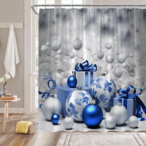 Miniatura 2 de Cortina de ducha de Navidad para autocaravana, pequeña cortina de decoración de baño con ganchos, 36 pulgadas de ancho x 70 pulgadas de ancho x 70