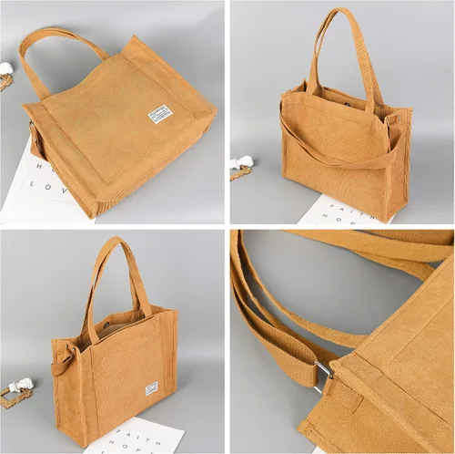 Miniatura 4 de Valleycomfy Bolsos de mano de pana casuales vintage para mujer, bolso cruzado para mujer, bolso de hombro de viaje, bolso ecológico