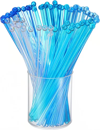 Miniatura 7 de Mudder 100 unidades desechables de plástico redondo superior cristal Swizzle Sticks (dorado)