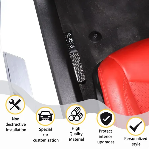 Miniatura 4 de Adhesivo de interruptor de cerradura de puerta de emergencia de fibra de carbono 3D suave Compatible con Corvette C8 Stingray Z06 Z51 2020 2021 2022