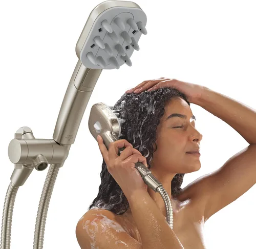 Miniatura 11 de Cabeza de ducha manual Delta VersaCurl para desenredar el cabello rizado con 3 insertos de cepillo para definir rizos incluidos, ducha de mano