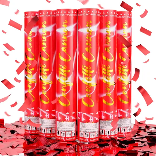 Miniatura 10 de Paquete de 6 cañones de confeti dorado, cartuchos de confeti, lanzadores de poppers de fiesta de 12 pulgadas para cumpleaños, celebración