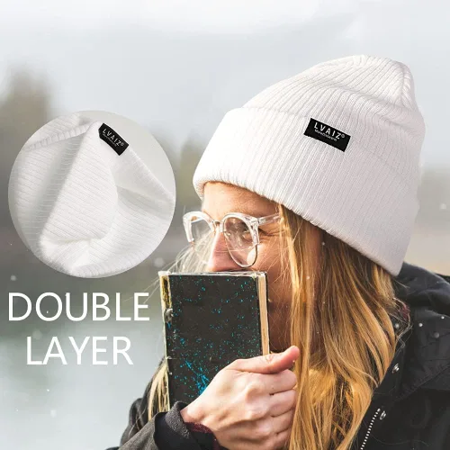 Miniatura 7 de Gorro de punto de invierno con puños para mujer gorro de reloj suave tejido clásico elástico cálido para hombre