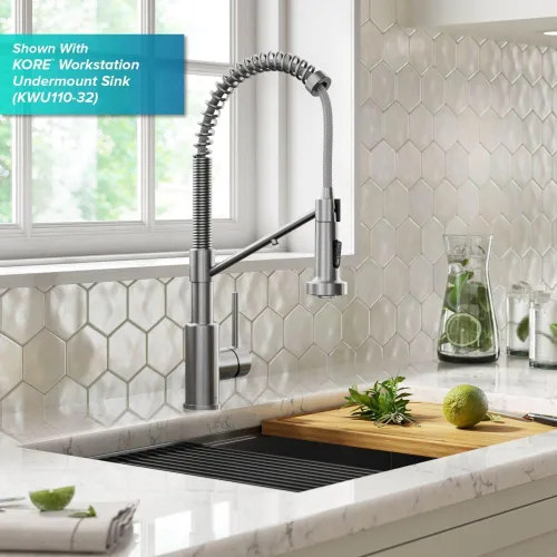 Miniatura 3 de Kraus Bolden 2-en-1 Grifo de cocina de estilo comercial con filtro de agua monomando extraíble para ósmosis inversa o sistema de filtración de agua