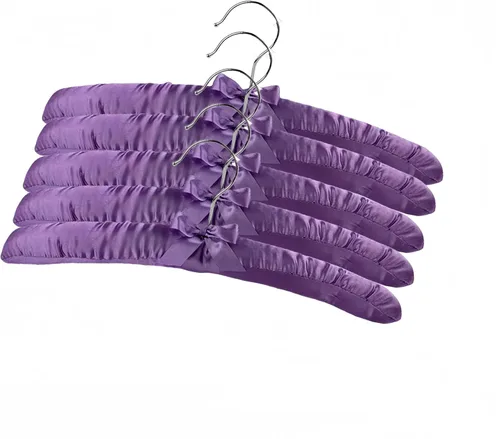 Miniatura 13 de Paquete de 10 perchas acolchadas de satén para ropa de mujer, perchas antideslizantes de tela de esponja para ropa, percheros para suéter, abrigo