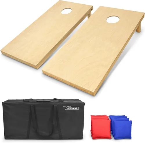GoSports - Juegos de Cornhole de madera maciza de primera calidad - Elija 4 x 2 pies o 3 x 2 pies - Los juegos de tableros incluyen un juego de 8
