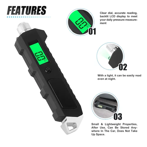 Miniatura 5 de MEANLIN MEASURE Medidor digital de presión de neumáticos de 0 a 230 PSI Accesorios profesionales resistentes para SUV, RV, camión y autos normales