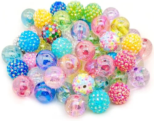 Miniatura 2 de Cuentas de diamantes de imitación de colores redondas espaciadoras para joyería, pulsera, collar, bolígrafo, bolsa, cadena, suministros de 0.709 in