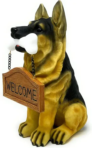 Miniatura 6 de Nature's Mark Estatua de cachorro de perro Cocker Spaniel con letrero de bienvenida reversible y letrero de marcha de resina, decoración de jardín