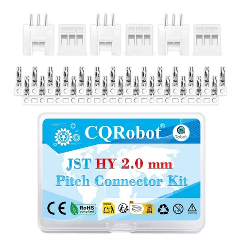 Miniatura 55 de CQRobot JST EL 4.5 mm de paso 2 pines conector electrónico IC macho, enchufes hembra carcasa y kit de terminales de crimpado en T macho/hembra. 50