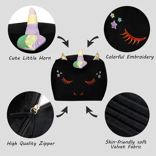 Miniatura 2 de Sillones puf de unicornio negro, ideas de almacenamiento de animales de peluche para decoración de habitación de niñas, soporte y organizador