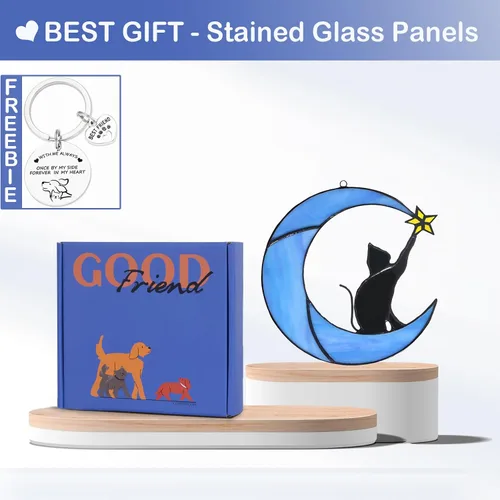 Miniatura 3 de COMFYROOM Atrapasoles para colgar en la ventana de vitral, regalo para amantes de los gatos para mujeres, regalos conmemorativos de gatos por