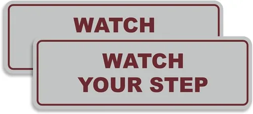 Miniatura 25 de Signs ByLITA Letrero estándar para pared o puerta con texto en inglés «Watch Your Step», señalización de salud y seguridad (negro), mediano