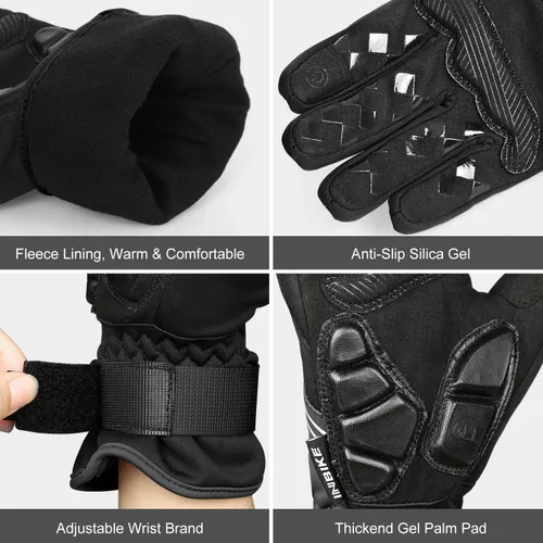 Miniatura 5 de INBIKE Guantes de ciclismo para hombres invierno a prueba de viento reflexivo almohadillas de gel térmico pantalla táctil