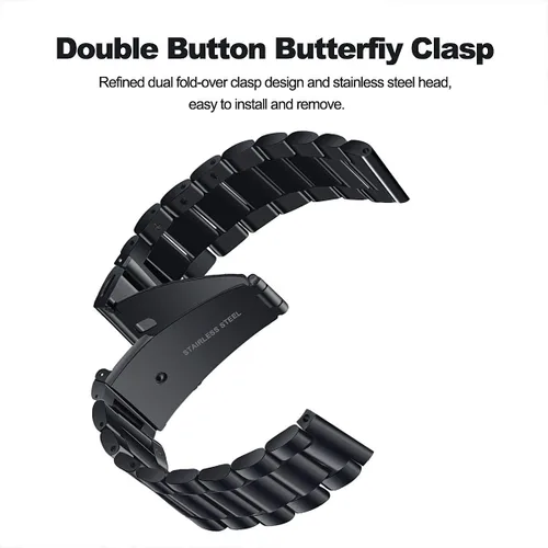 Miniatura 8 de V-Moro Correa comercial de repuesto para Gear S3 Frontier / Classic Watch Band de 22mm de metal de acero inoxidable sólido para Samsung Gear S3