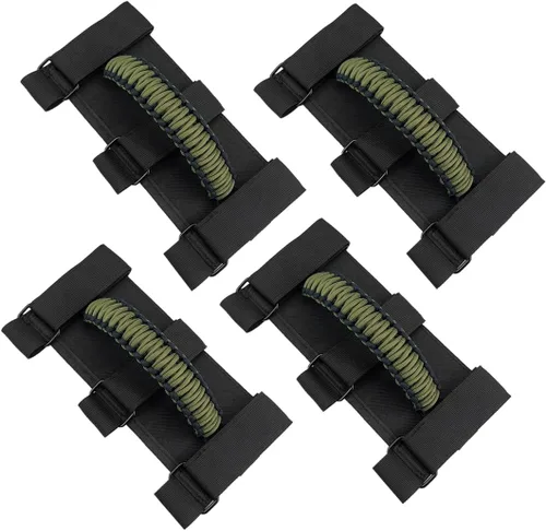 Miniatura 8 de Asas de agarre para Jeep (verde militar), asas de agarre para Jeep Wrangler TJ YJ JK JL Gladiator JT 1987-2023, 2 x asas de agarre para barra