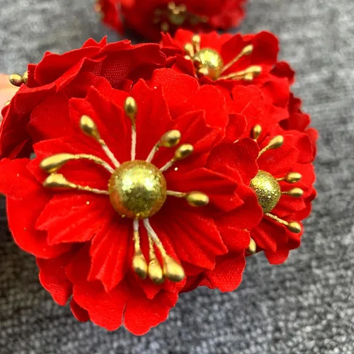 Miniatura 4 de Wnvivi 120 flores de Pascua de Navidad, 4.7 pulgadas, flor de pascua roja de 4.7 pulgadas, adornos de árbol de Navidad, adornos de flores de pascua
