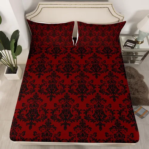 Miniatura 17 de Sábana bajera ajustable con estampado de guitarra, tamaño individual, protector de colchón con 1 funda de almohada, diseño de notas de partitura