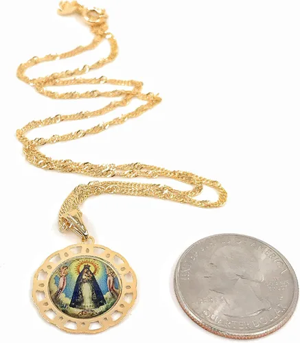 Miniatura 9 de SIFRIMANIA Cadena de medalla religiosa católica chapada en oro para niños y mujeres