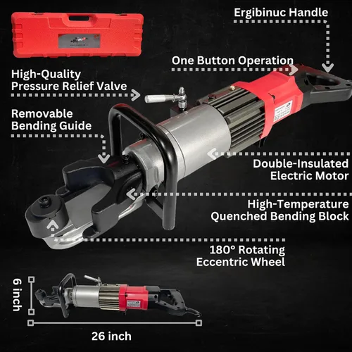 Miniatura 2 de LOTOS HRB-16 Dobladora eléctrica de barras de refuerzo eléctrica hidráulica portátil 1100W curva de barras de refuerzo eléctrica 5/8 "0.630 in #5