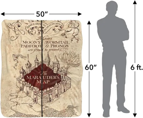 Miniatura 5 de Manta de Harry Potter, 50 x 60 pulgadas, manta de sherpa de tacto sedoso con parte trasera súper suave de Marauder's Map Mapa de Hp Marauder