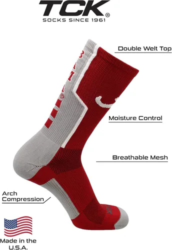 Miniatura 4 de TCK NCAA Perimeter Crew Socks, calcetines deportivos de equipo de rendimiento atlético para hombres y mujeres, absorben la humedad, con licencia