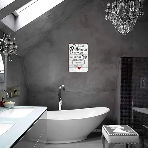 Miniatura 4 de Crazysign Letrero Gracioso y Sarcástico para Decoración de Baño, Letrero de Inodoro con Texto «This Is A Bathroom Not An Internet Cafe Quotes», Arte